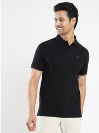 Black Solid Slim Fit Polo T-Shirt | Greenfibre