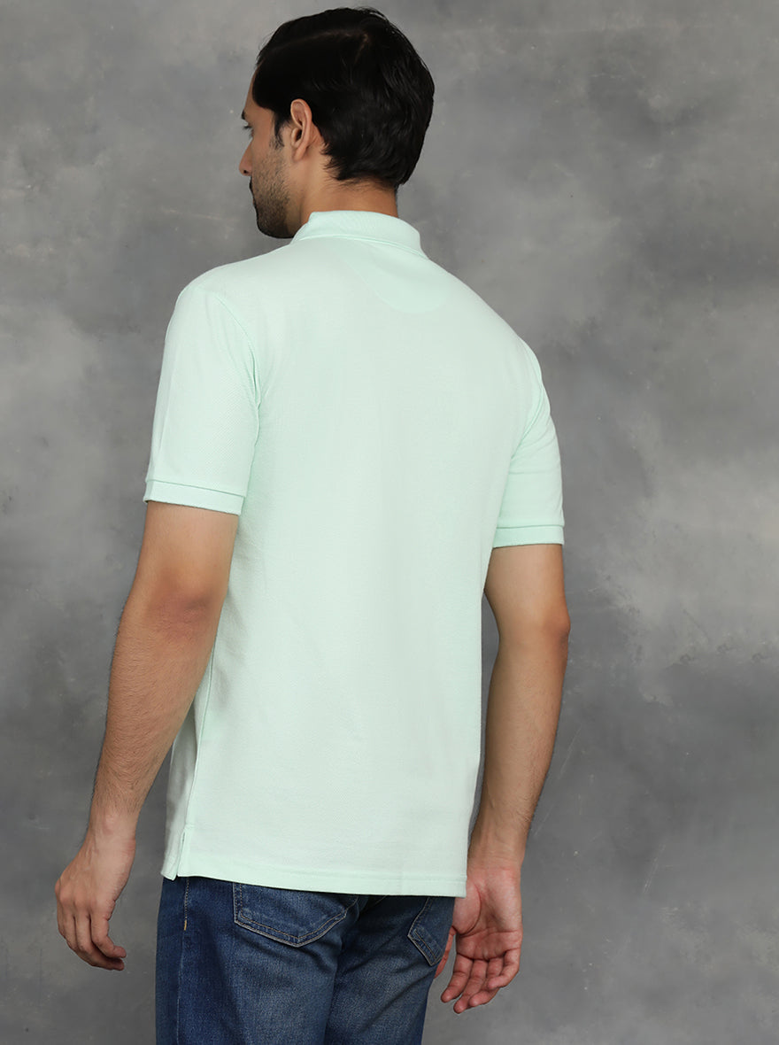 Light Green Solid Slim Fit Polo T-Shirt | GreenFibre