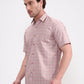 Peach Checked Smart Fit Semi Casual Shirt | Greenfibre