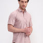 Peach Checked Smart Fit Semi Casual Shirt | Greenfibre