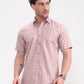 Peach Checked Smart Fit Semi Casual Shirt | Greenfibre