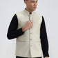 Beige Solid Regular Fit Waistcoat  | Greenfibre