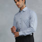 Blue Printed Slim Fit Formal Shirt | Greenfibre