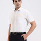 Blue & Fawn Striped Regular Fit Formal Shirt | Greenfibre