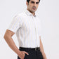 Blue & Fawn Striped Regular Fit Formal Shirt | Greenfibre