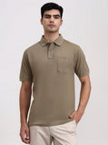 Olive Green Solid Regular Fit Polo T-Shirt | Greenfibre