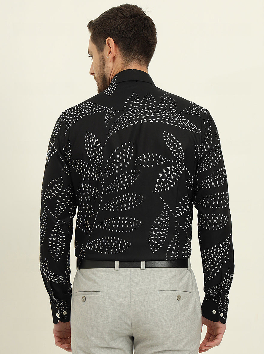 Black Printed Slim Fit Party Wear Shirt | Wyre