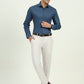 Navy Blue Solid Slim Fit Formal Shirt | Greenfibre