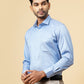Sky Blue Solid Slim Fit Formal Shirt | Metal