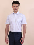 White & Blue Checked Regular Fit Formal Shirt | Greenfibre