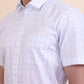 White & Blue Checked Regular Fit Formal Shirt | Greenfibre