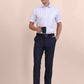 White & Blue Checked Regular Fit Formal Shirt | Greenfibre