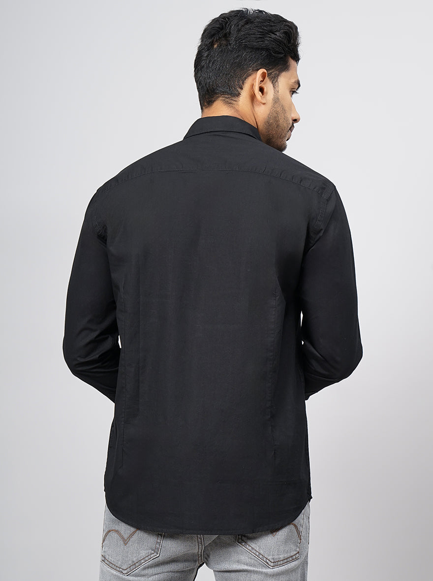 Black Solid Smart Fit Semi Casual Shirt | Greenfibre