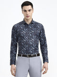 Grey Printed Slim Fit Formal Shirt | Greenfibre