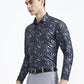 Grey Printed Slim Fit Formal Shirt | Greenfibre