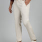 Cream Solid Super Slim Fit Casual Trouser | Greenfibre