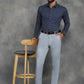 Navy Blue Printed Slim Fit Formal Shirt | GreenFibre