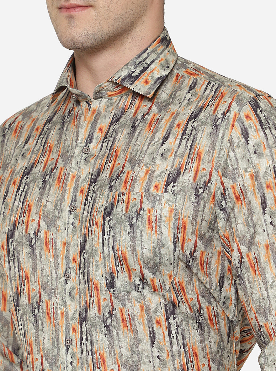 Multicolor Printed Slim Fit Party Wear Shirt | Greenfibre