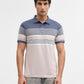 Blue & Fawn Striped Regular Fit Polo T-Shirt | Greenfibre