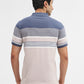 Blue & Fawn Striped Regular Fit Polo T-Shirt | Greenfibre