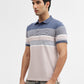 Blue & Fawn Striped Regular Fit Polo T-Shirt | Greenfibre