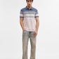 Blue & Fawn Striped Regular Fit Polo T-Shirt | Greenfibre