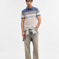Blue & Fawn Striped Regular Fit Polo T-Shirt | Greenfibre