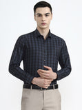 Grey & Black Checked Regular Fit Formal Shirt | Greenfibre