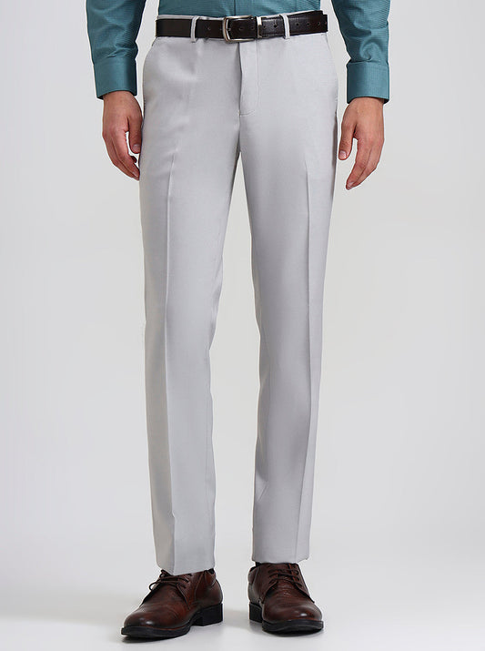 Grey Checked Slim Fit Formal Trouser | Greenfibre