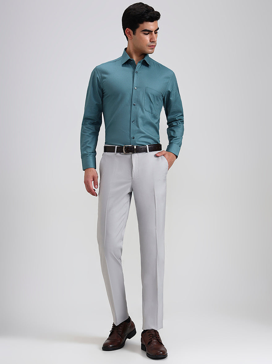 Grey Checked Slim Fit Formal Trouser | Greenfibre