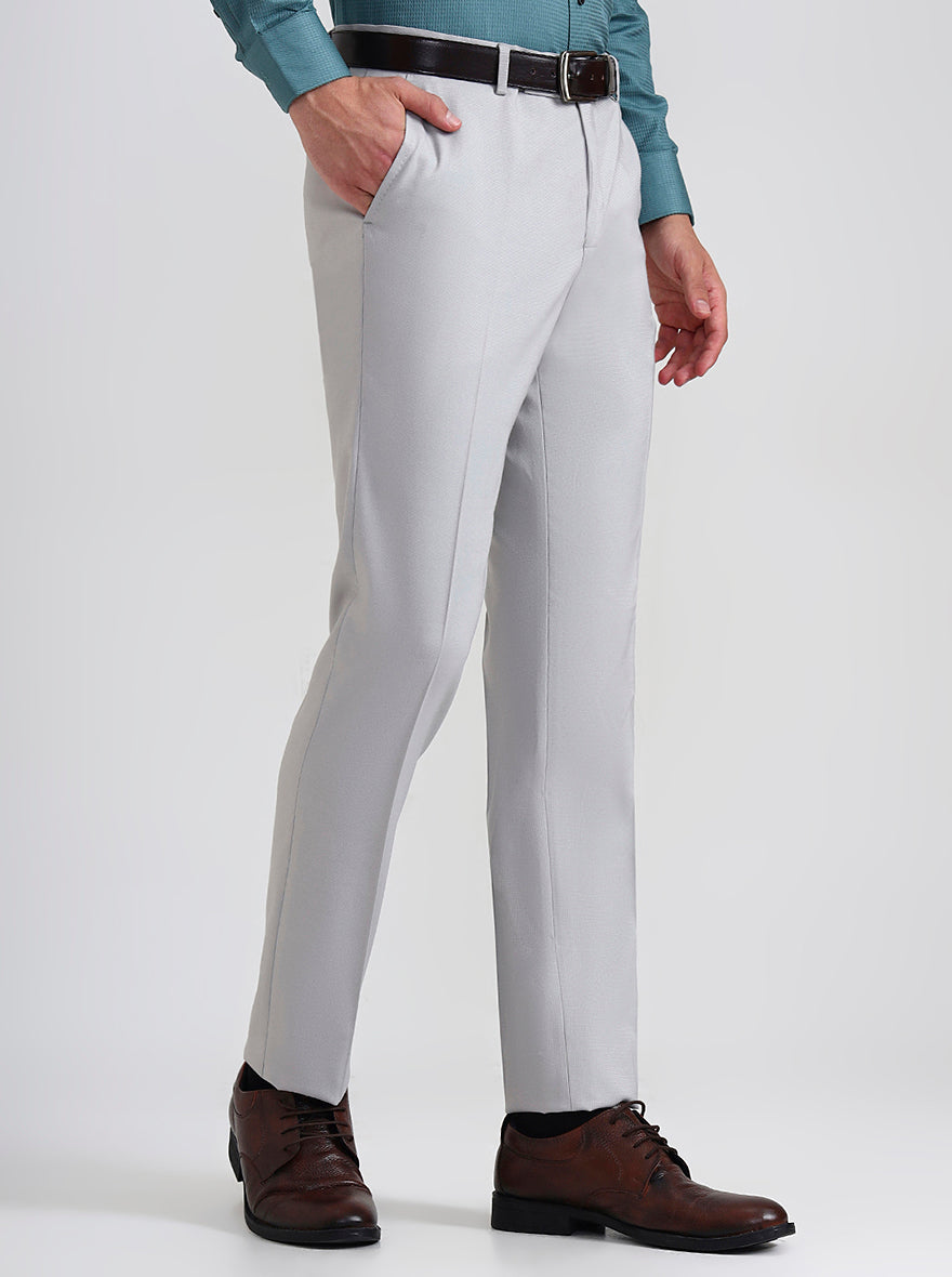 Grey Checked Slim Fit Formal Trouser | Greenfibre