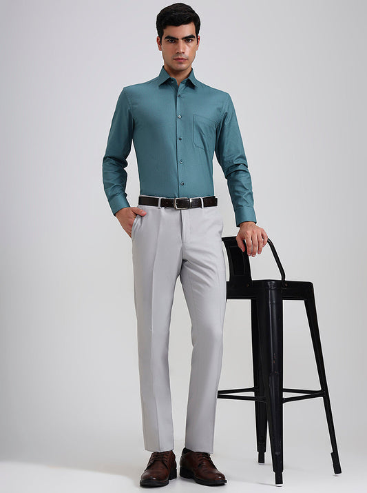 Grey Checked Slim Fit Formal Trouser | Greenfibre