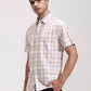 Beige Checked Slim Fit Casual Shirt | Greenfibre