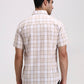 Beige Checked Slim Fit Casual Shirt | Greenfibre