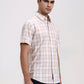 Beige Printed Slim Fit Casual Shirt | Greenfibre