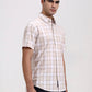 Beige Checked Slim Fit Casual Shirt | Greenfibre