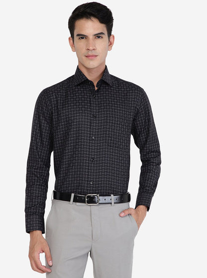 Navy Blue Checked Slim fit Formal Shirt | Greenfibre