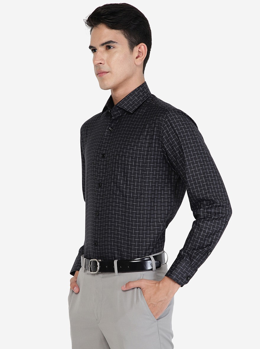 Navy Blue Checked Slim fit Formal Shirt | Greenfibre