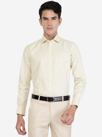 Yellow Printed Slim fit Formal Shirt | Greenfibre