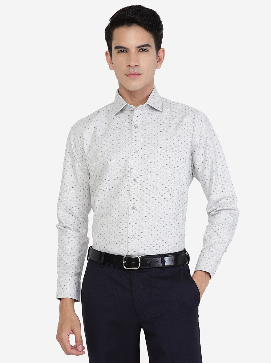 Grey Printed Slim fit Formal Shirt | Greenfibre