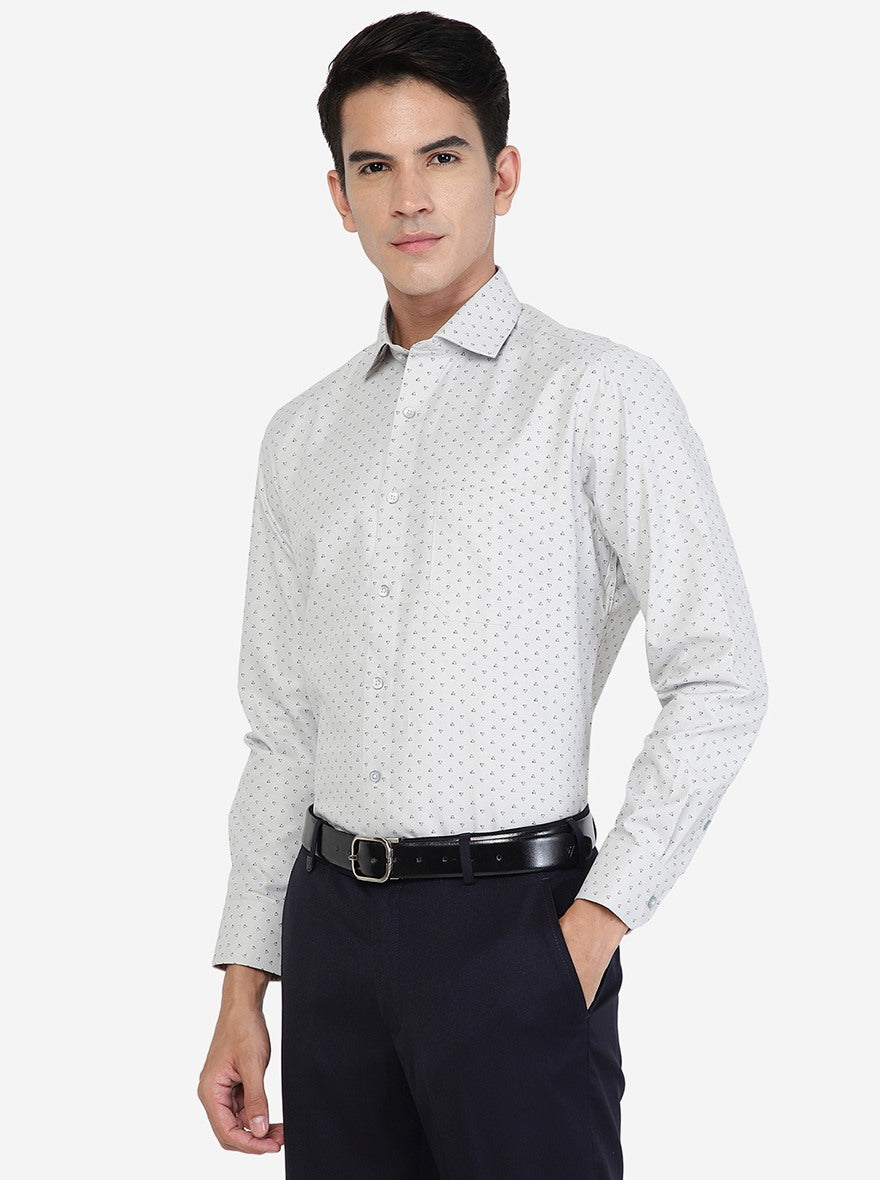 Grey Printed Slim fit Formal Shirt | Greenfibre