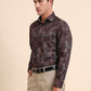 Brown Printed Slim Fit Party Wear Shirt | GreenFiber
