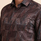 Brown Printed Slim Fit Party Wear Shirt | GreenFiber