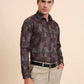 Brown Printed Slim Fit Party Wear Shirt | GreenFiber