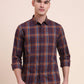 Purple Checked Slim Fit Casual Shirt | Greenfibre