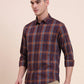 Purple Checked Slim Fit Casual Shirt | Greenfibre