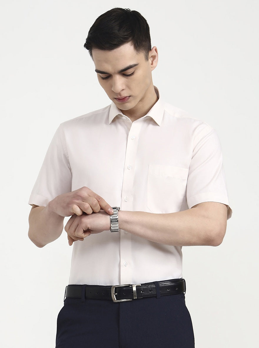 Light Fawn Solid Regular Fit Formal Shirt | Greenfibre