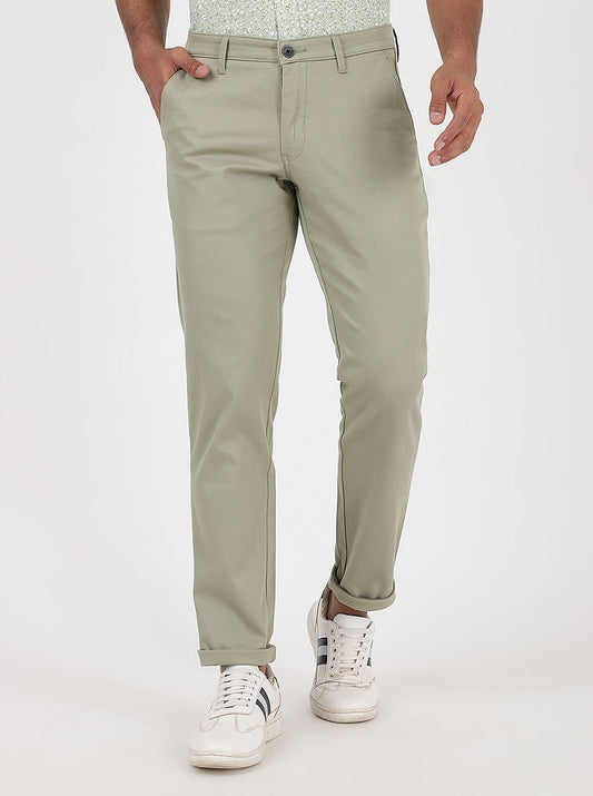 Light Green Solid Neo Fit Casual Trouser | Greenfibre
