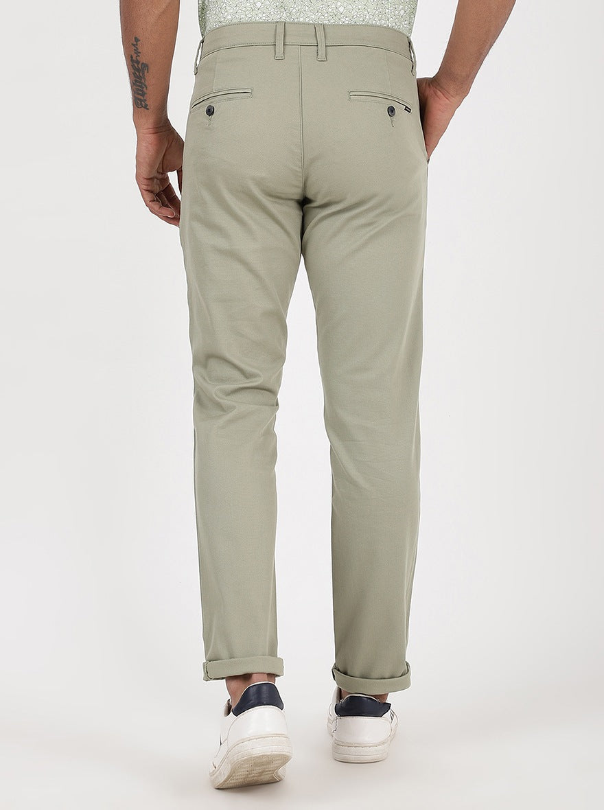 Light Green Solid Neo Fit Casual Trouser | Greenfibre