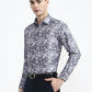 Grey Printed Slim Fit Party Wear Shirt | Greenfibre